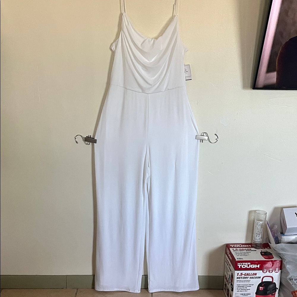 David's Bridal Classic White Jumpsuit